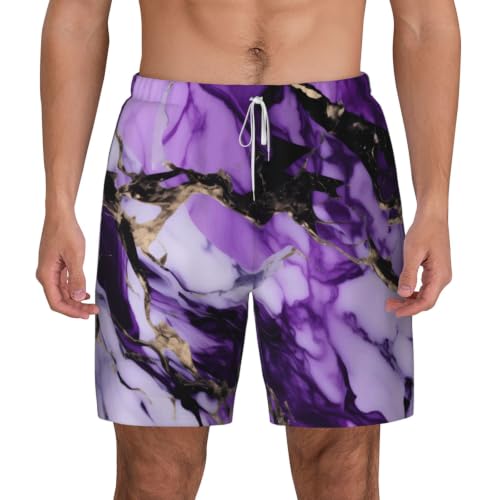Short de bain homme imprimé marbre violet idéal pour piscine et plage