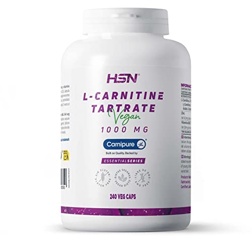 L-Carnitina L-Tartrato Carnipure de HSN | 240 Cápsulas Vegetales | 3000 mg por Dosis Diaria de Carnitina de Máxima Absorción y Eficacia | Alta Pureza y Calidad | No-GMO, Vegano, Sin Gluten
