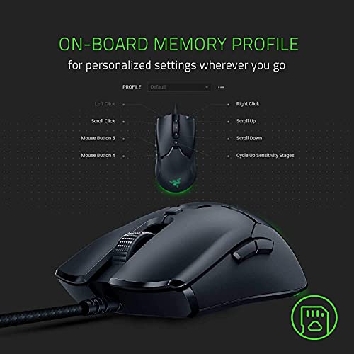 Razer Viper Mini - Mouse para jogos com fio para PC/Mac (ultraleve 61 g, ambidestro, cabo Speedflex, sensor óptico de 8.500 DPI, iluminação RGB cromada) preto glide