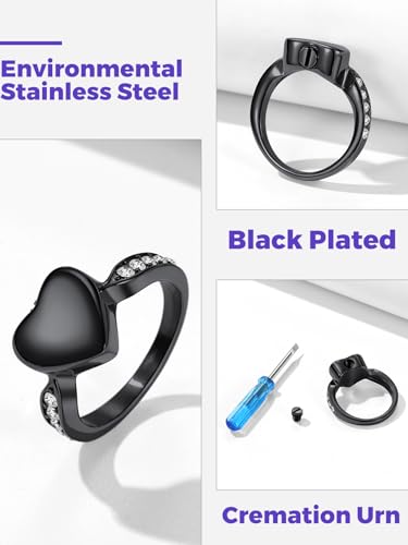 Image of Richsteel Stainless Steel Heart /Claddagh Cremation Urn Ring for Ashes for Women Waterproof Locket Rings Memorial Jewelry(with Gift Box)