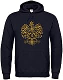 Textildruck Universum Hoodie Polen Gold Edition S bis 5XL (2XL, Schwarz)
