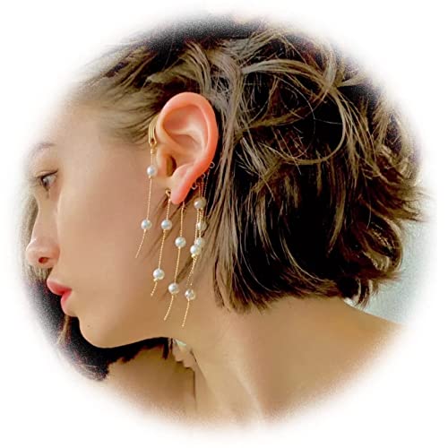Generic Single Ear Non-Piercing Clip Cuff Earring Super Long Pearl Tassel Dangle And Dropping Earring, 1 Count (Pack Of 1) #TOP4