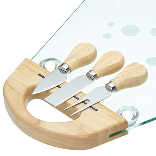 MasterClass Glas-Käsebrett und Käsemesser (4-teiliges Set)