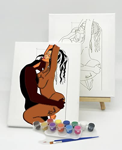 Nude Erotic - Couple in Ecstacy - Hands up - BubaLapa Painting Kit - DIY Canvas (Large)