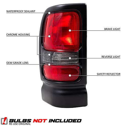 Epic Lighting Amoe Replacement Rear Brake Tail Lights Assembly Compatible For Dodge 94-01 Ram 1500 (W/Textured Black Bezel) 94-02 Ram 2500 3500 [ Ch2800122 55055265Ac Ch2801122 55055264Ac ] Pair #TOP1
