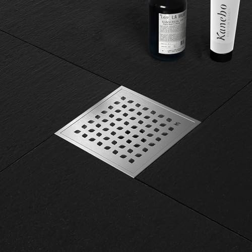 Neodrain 6 in Brushed Square Shower Drain Brushed 304 Stainless Steel Drain Grate Removable Drain Key with Waterproof Fabric, PVC Bonding Flange Base for Low Profile Shower Pan - Image 6