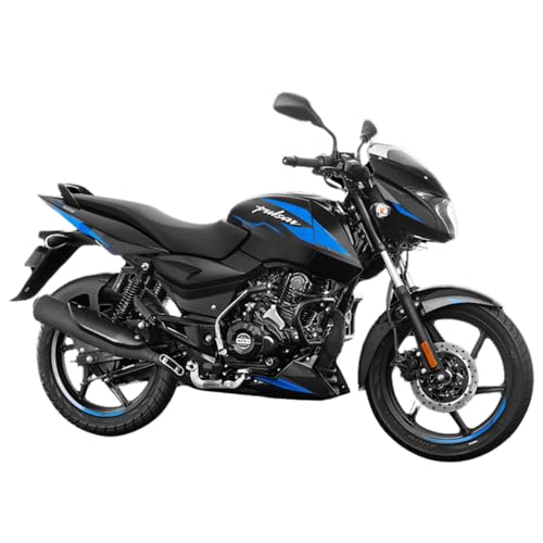 Image of Bajaj Pulsar 125 Di Carbon Ug Motorcycle /Motorbike - Ebony Black & Blue Decals - Ex-Showroom