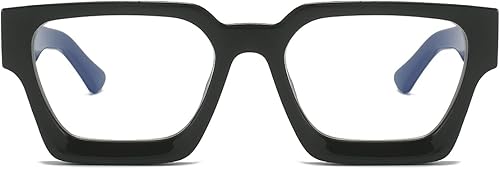 Miniatura 9 de JOVAKIT Gafas de luz azul cuadradas de moda para hombres y mujeres, estilo de diseñador simple, gafas de computadora con marco grueso, antifatiga