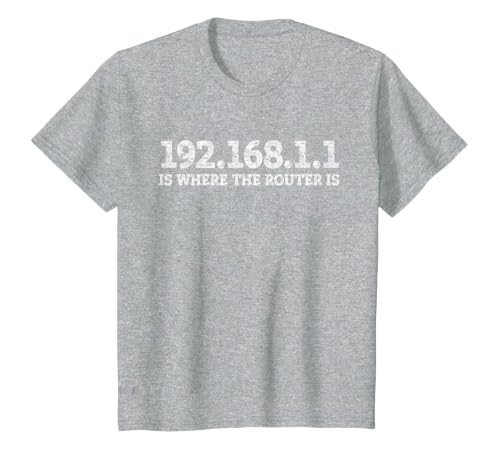 Router IP Address 192.168.1.1 Nerd Geek Networking T-Shirt, Youth, Heather Grey, 3T