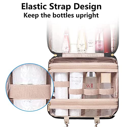 Hanging Travel Toiletry Bag For Women, Large Capacity Folding Toiletries Organizer, Portable Waterproof Cosmetic Bag, Full Size Travel Makeup Bag With 4 In 1 Detachable Compartments & Sturdy Hook #TOP4