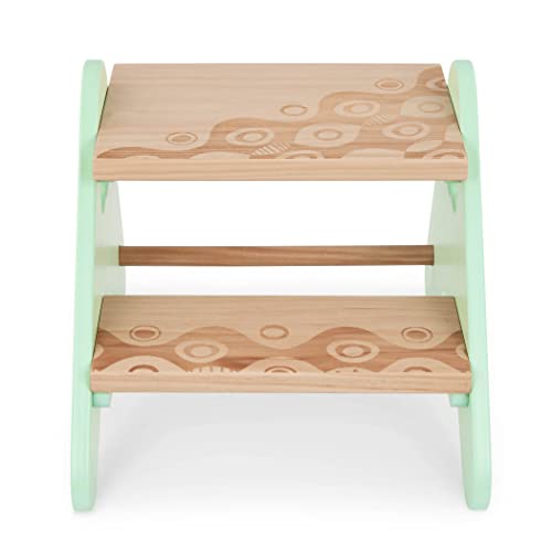 B. Spaces By Battat – Kids Wooden Two Step Stool – Peek-A-Boost – Mint & Wood #TOP4