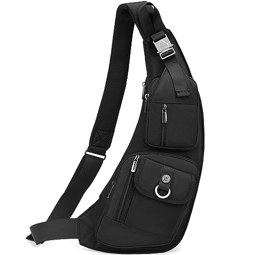 Image of NICGID Sling Bag Chest Shoulder Backpack Crossbody Bags Casual Daypack for Men Women, Black-014, Small, Travel