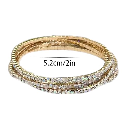 Crystal Rhinestone Tennis Bracelet Set, Iridescent Sparkle, Multiple Bands4