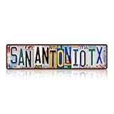 TREEPERI Vintage City Street Sign San Antonio,TX Wall Decor Metal Tin Signs for Bar Home Bedroom Garage