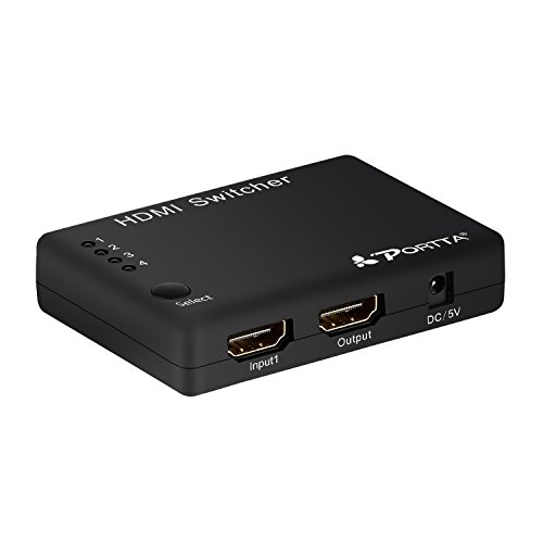 Portta HDMI Mini Switch/Switcher Splitter Selector 4 Port 4x1 4 in 1 Out