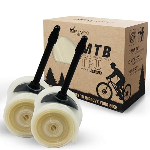 IMPALAPRO - Camara Bicicleta MTB de TPU Ultraligera (56-66gr) para Rueda de 26'', 27,5'' y 29'' x1.75-2.4 Válvula Presta 45 mm - Camara Bicicleta 29 MTB - Camara 27.5 MTB - Camara 26 MTB (2pcs 26)