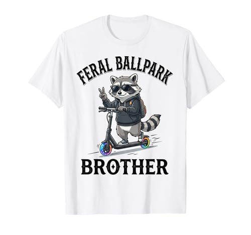 Raccoon and Scooter Feral Ballpark Brother Ballfield Sibling T-Shirt