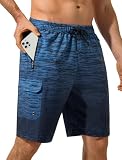 SILKWORLD Swim Trunks Men 9 inch Quick Dry Swimming Beach Shorts with Mesh Liner Long Bathing Suit with Zipper...