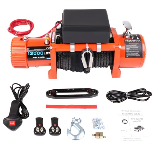 Cabrestante eléctrico 13000lbs 12V impermeable para camión miniatura 3