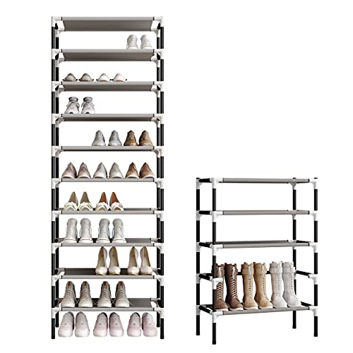 Image of 4-Tier Shoe Storage Rack | Space-Saving Free-Standing Shoe Organizer | Durable Metal Frame with Open Shelves | Ideal for Entryway, Closet, Bedroom (Black)