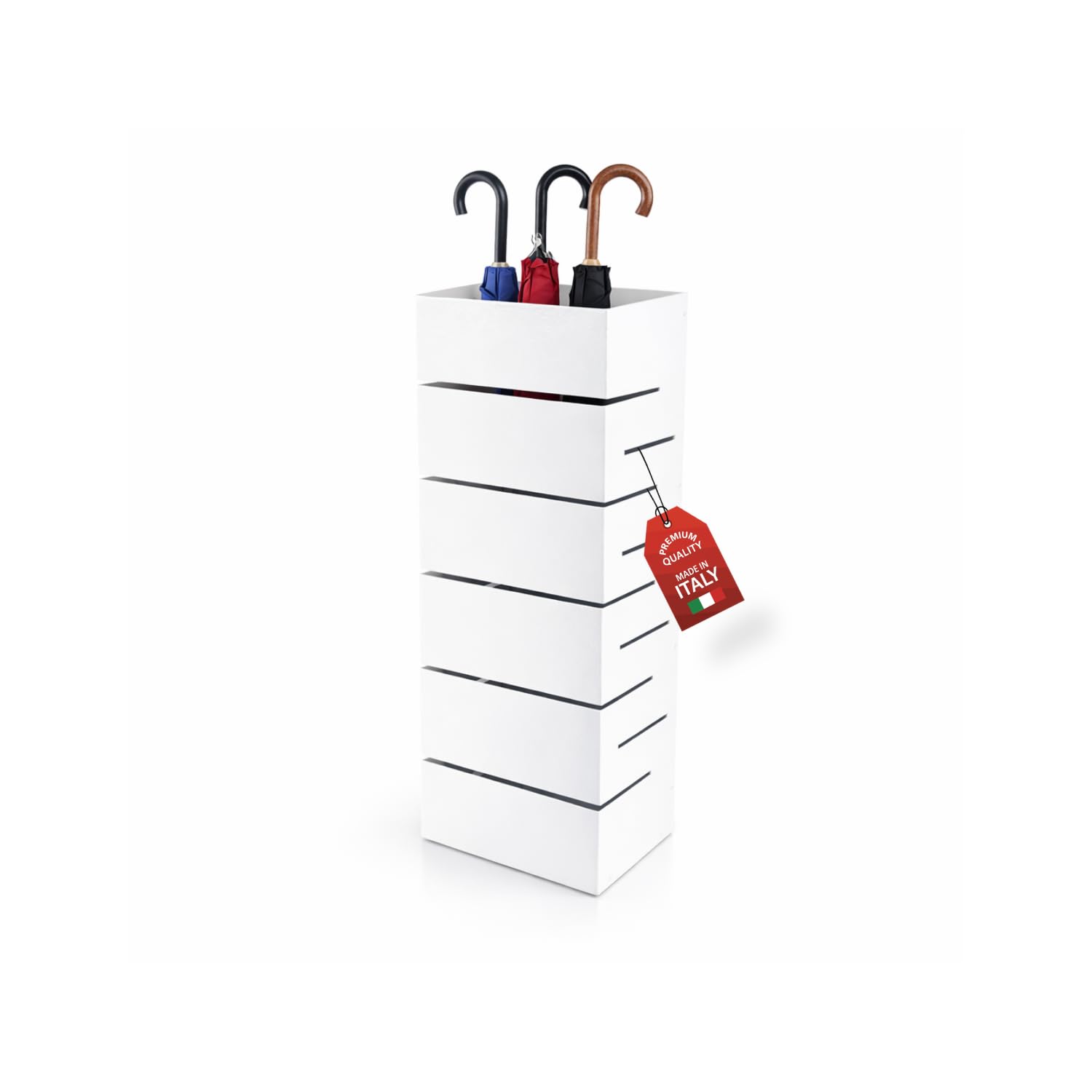 MOHOME Portaombrelli da Interno Metallo Bianco Resistente Made in Italy Premium Quality Porta Ombrelli da Ingresso Robusto 18 x 15 x 50 cm Design Moderno Casa Ufficio