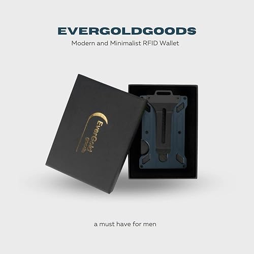 Miniatura 9 de EverGoldGoods Tarjetero minimalista para hombre  Cartera delgada para tarjetas de crédito  Cartera de metal de aluminio con clip para dinero