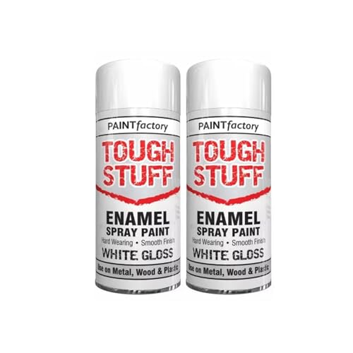 GSV Essentials Enamel White Gloss Spray Paint for Wood Metal Plastic Ceramic Perfect for Interior and Exterior All Purpose Use 400ml (2 Pcs)