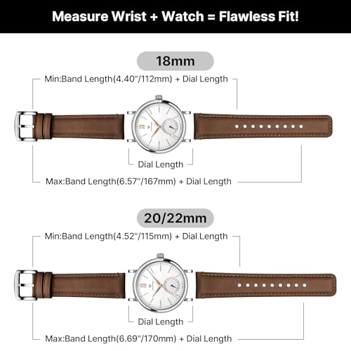 Fullmosa 22mm Uhrenarmband Kompatibel mit Samsung Gear S3 Classic/Frontier/Galaxy 46mm, Garmin Venu 3/2, Dunkelbraun + Silber Hardware