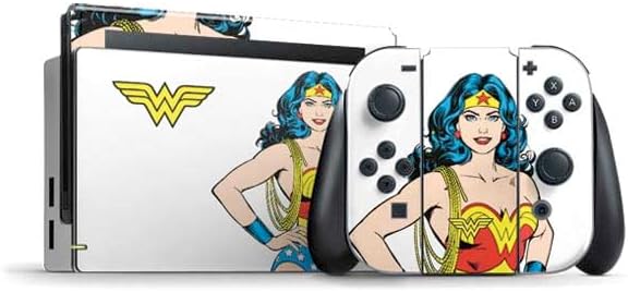 Skinit Decal Gaming Skin Compatible with Nintendo Switch Bundle - Officially Licensed DC Comics Wonder Woman Logo Design