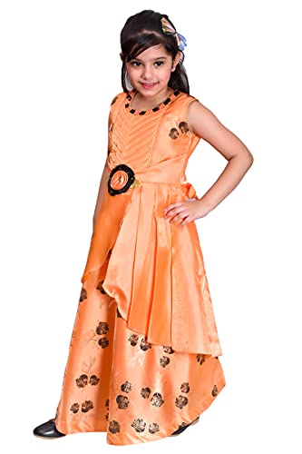 Image of Sky Heights Girl's Silk Blend Fit and Flare Maxi Wedding Dress