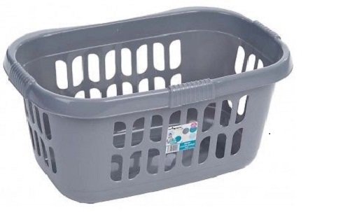 HISPER LAUNDRY BASKET PLASTIC LAUNDRY BASKET WASHING HAMPER / LINEN BASKET-COLOUR GREY /SLIVER