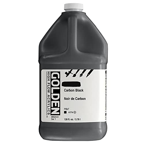 GOLDEN High Flow Acrylics, Carbon Black, 128 fl. oz. Jug, Professional Acrylic Paint, Opaque