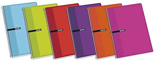 Enri 100430064 - Pack de 5 cuadernos espiral, tapa dura, Fº