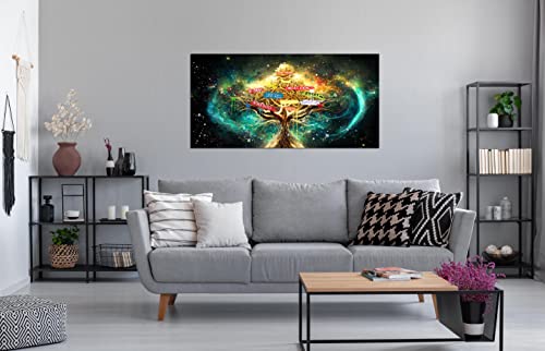Jkwall77 Tree Of Life Canvas Wall-Art For Living Room - Graffiti Canvas Wall Art Bedroom - Abstract Wall Painting Ready To Hang Size 40" X 20" #TOP7