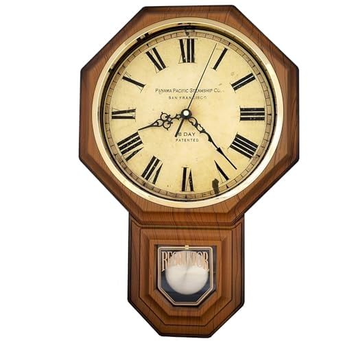 JUSTIME Traditional Schoolhouse Classic Vintage Roman Regulator Wall Clock, Chiming