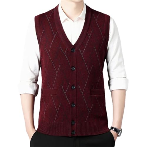 Men's Thickened Casual Cardigan Sweater Vest Autumn and Winter V-Neck Single-Breasted Warm Men's Cardigan Vest
