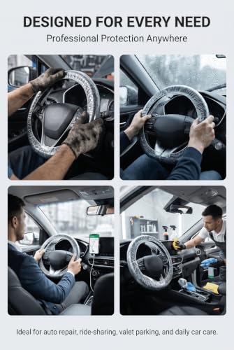 MOAYZRO 100 PCS Disposable Steering Wheel Covers, Clear Plastic Steering Wheel Protector, Elastic Stretchy Steering Wheel Wrap, Universal Car Wheel Covers for Most Cars (transparent) - Image 5