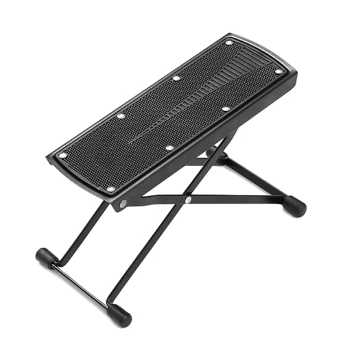 Repose-pieds de guitare en métal et pédale caoutchouc pliable avec hauteur réglable 6 positions