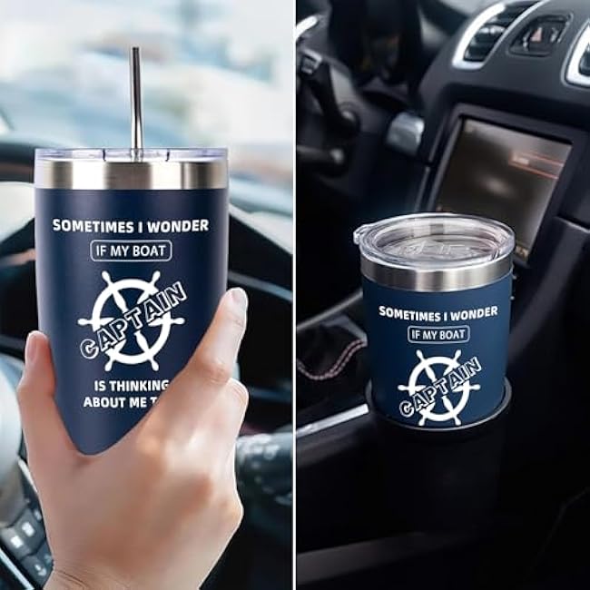 Boating Gifts for Men - Boat Accessories Gifts for Men - Cool Gifts for Boat Owners -Nautical Gifts for Men - Boat Gifts for Men, Dad -Sometimes I Wonder If My Boat Is Thinking Tumbler 20oz