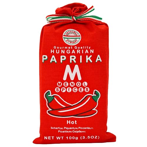 Menol Spices Authentischer Ungarische Scharf Paprikapulver (Scharf 100g) Spitzenqualität für Feinschmecker, Hergestellt in der Gegend von Szeged, Ungarn, Leuchtend paprika rot