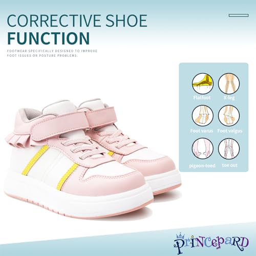 Toddlers Girls Orthopedic Shoes with Ankle and Arch Support,Fashion Thick Sole Sneakers with Skirt Decoration2