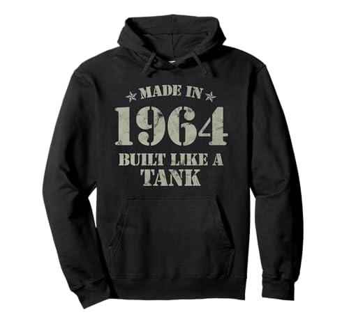 Made in 1964 Built Like A Tank Militare Regalo di Compleanno Felpa con Cappuccio