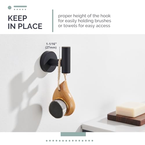 Image of Angle Simple Bathroom Towel Hook, Robe Coat Hook for Wall, Matte Black