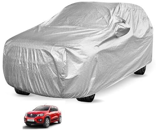 Image of Auto Hub Waterproof Car Cover Compatible with Renault Kwid with Mirror Pocket, Soft Cotton Lining, Waterproof Kwid Car Cover- Metallic Silver