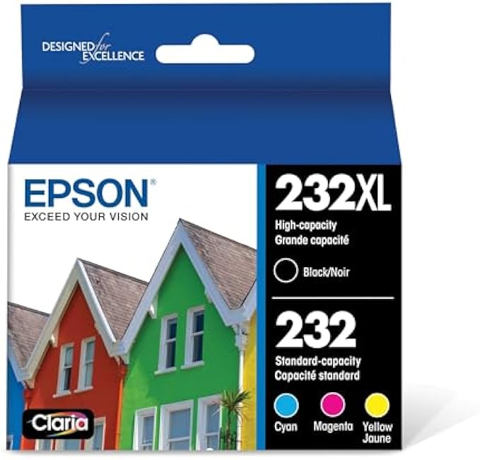 EPSON 232 Claria Ink High Capacity Black & Standard Color Cartridge Combo Pack (T232XL-BCS) Works with WorkForce WF-2930, WF-2950, Expression XP-4200, XP-4205