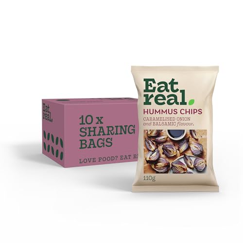 Eat Real Hummus Chips Caramelised Onion and Balsamic Vinegar 10 X 110g
