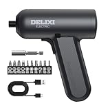 DELIXI Cordless Electric Screwdriver 4V Mini Cordless Drill Set with 1500mAh Battery, 5N.m Electric Torque, Rechargeable Electric Screwdriver with 10 Bits & 2.36' Extension Bar