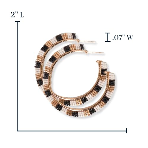 INK+ALLOY Large Beaded Hoop Earrings for Women, Nora Luxe Seed Bead Brass Statement Boho Hoops, Hypoallergenic Handmade Jewelry for the Modern Bohemian, 2-Inches3