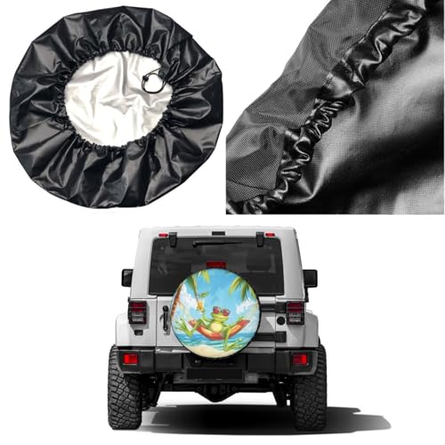 Image of Delerain Spare Tire Cover Cute Frog Wearing Sunglasses Wheel Covers Waterproof Dust-Proof UV Sun Universal Fit for Trailer RV SUV Truck and Many Vehicle (17 Inch for Diameter 31 inch-33 inch)
