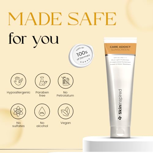 Image of SkinInspired Care Addict Body Sunscreen SPF 50 For Oily Skin With Pa++++ | Broad Spectrum UVA & UVB & Blue Light Protection | With Ceramides & Hyaluronic Acid | No White Cast | For Men & Women | 20G
